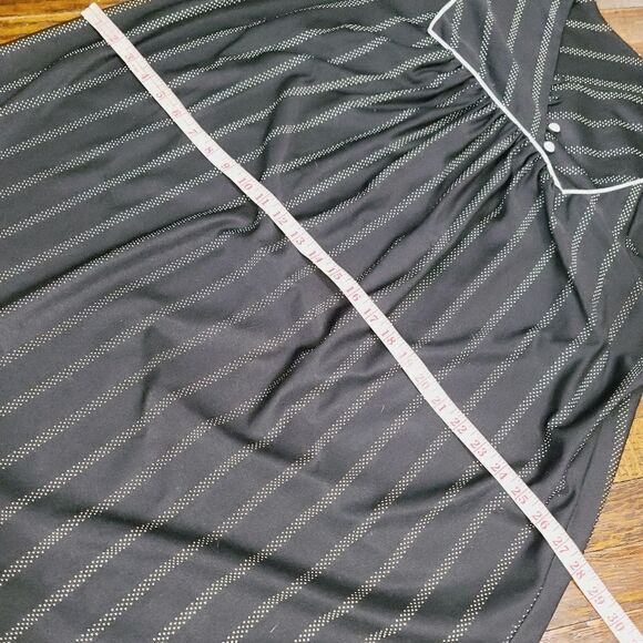 Vintage 60s 70s Dark Boho Black White Polka Dot Mumu House Dress - Picture 11 of 15